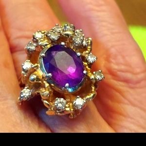 💜14K Amethyst and diamond ring💜